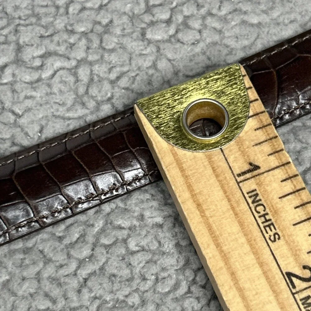 Brighton Belt Womens Small 26 Brown Leather Croc Two Tone Gold Silver Western - Picture 5 of 8